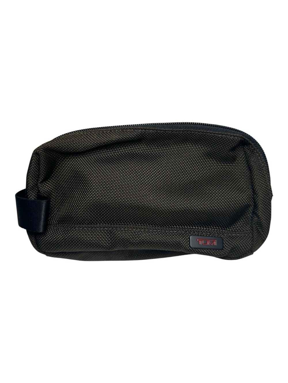 Tumi Dark Brown Small Mini Travel Cosmetic Toiletry Zip Pouch Bag